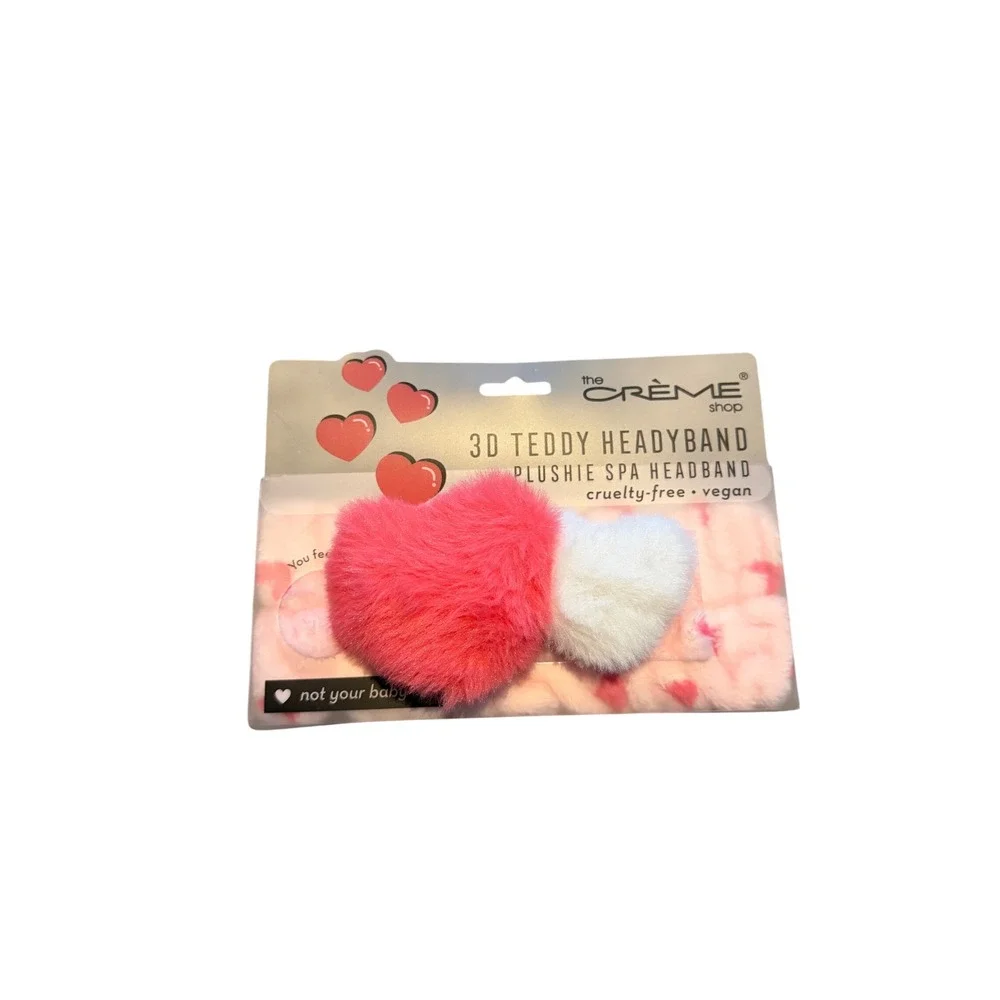The Creme Shop 3D Teddy Headband Plushie Spa Headband Frog and Heart Bundle